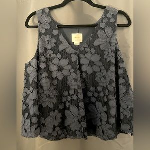Unique lace blue sleeveless blouse